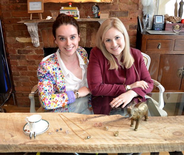 DESIGN DUO: Live Beautiful’s Laura Hart, left, and Alison Nasmith show off pieces from their Rough and Tumble collection at Aime, a Yorkville boutique carrying their line.